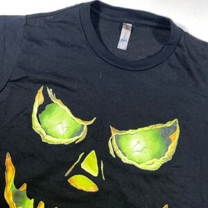 MillTex‎ Mens Medium Black Halloween Jack O Lantern Graphic T-Shirt Spooky Face